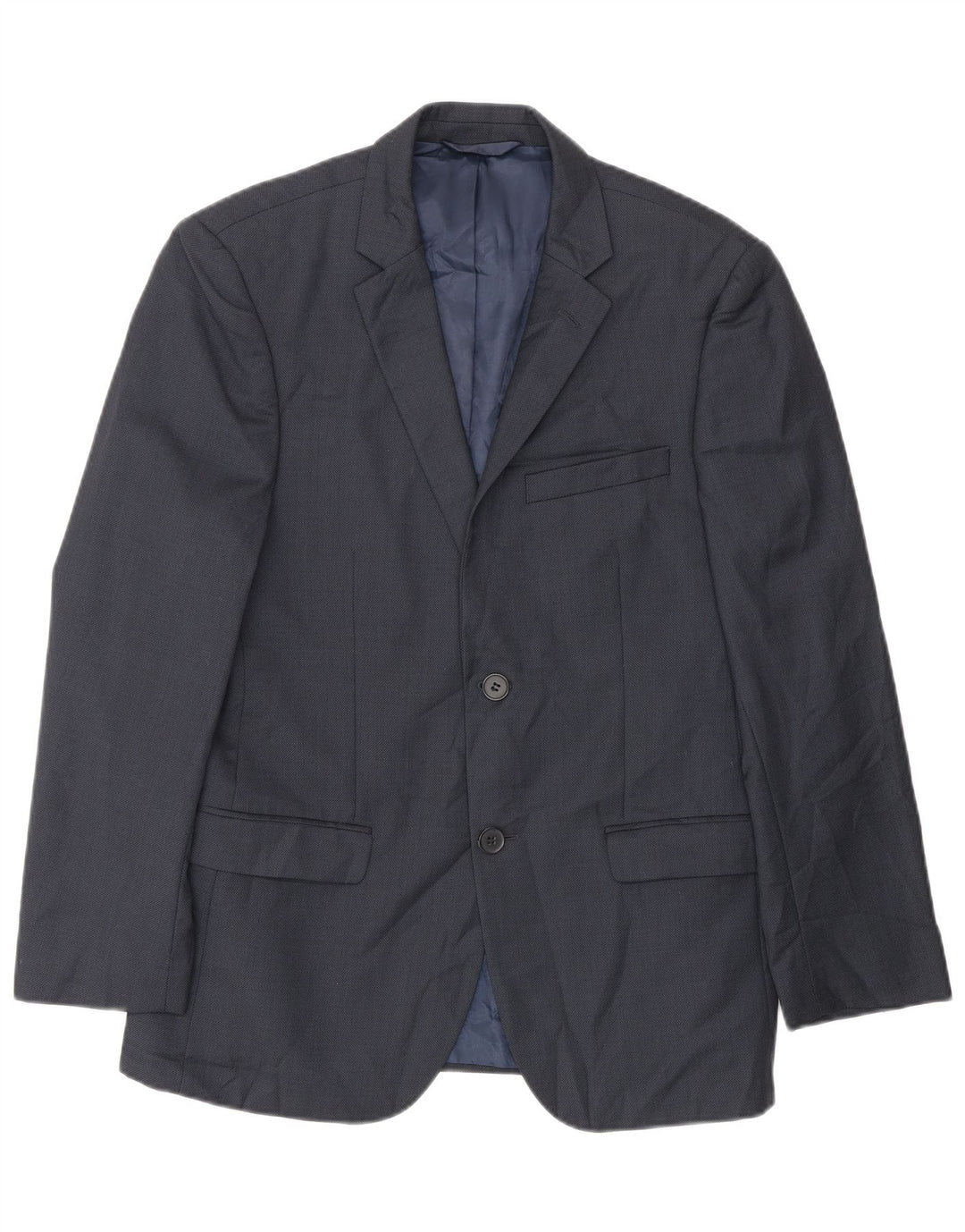 Jaqueta blazer masculina Dkny com 2 botões slim fit UE 46 pequena lã azul marinho