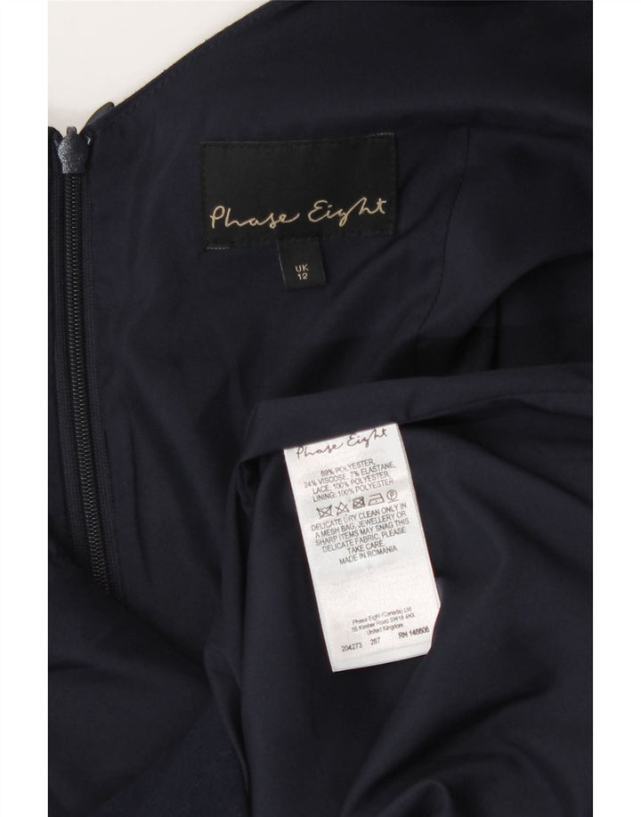 Vestido bainha sem mangas feminino Phase Eight Reino Unido 12 poliéster azul marinho médio