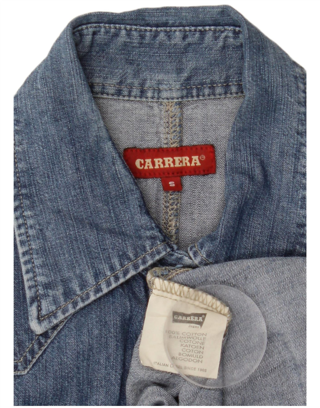 Camisa jeans feminina CARRERA Reino Unido 10 algodão azul pequeno