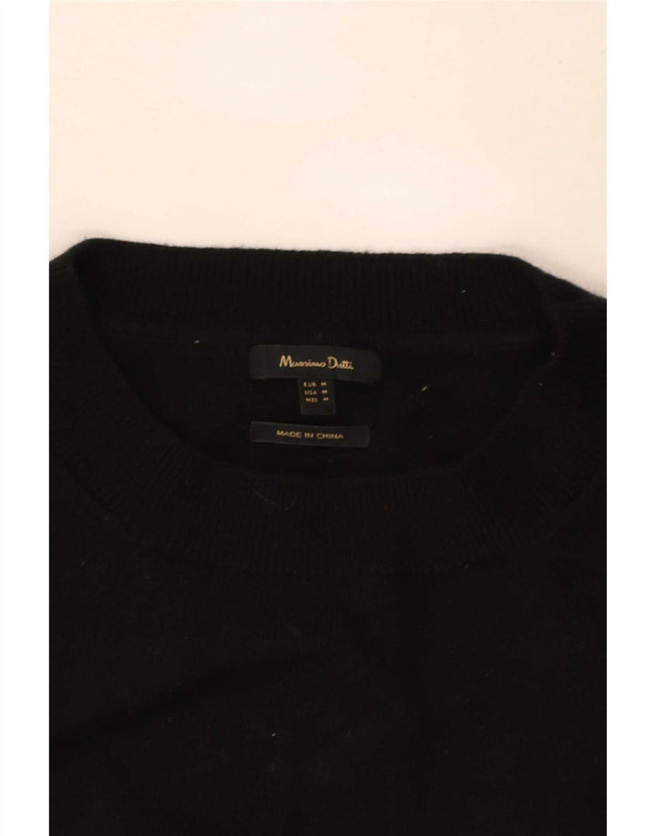 Suéter feminino Massimo Dutti com gola redonda Reino Unido 14 médio preto