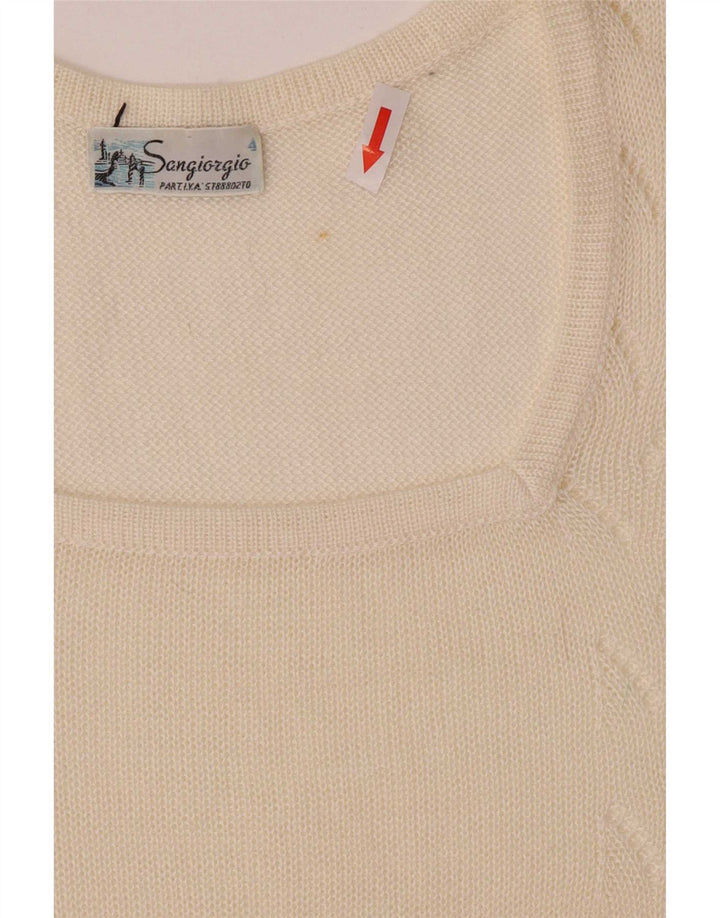 Blusa feminina regular de manga curta Sangiorgio UK 14 médio off white