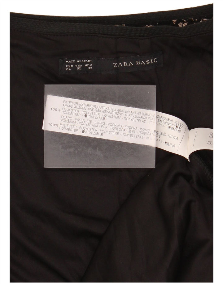 Zara Saia Midi Feminina XS W30 Preto Floral Poliéster