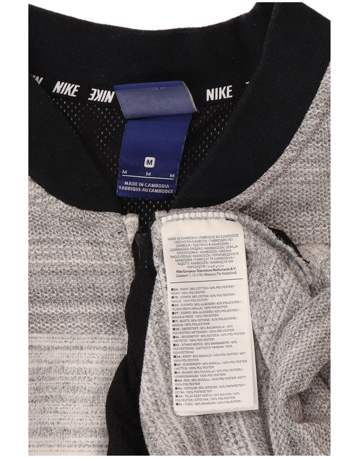 Jaqueta Nike Feminina Regular Fit Treino Top Cinza Médio Listrado Algodão