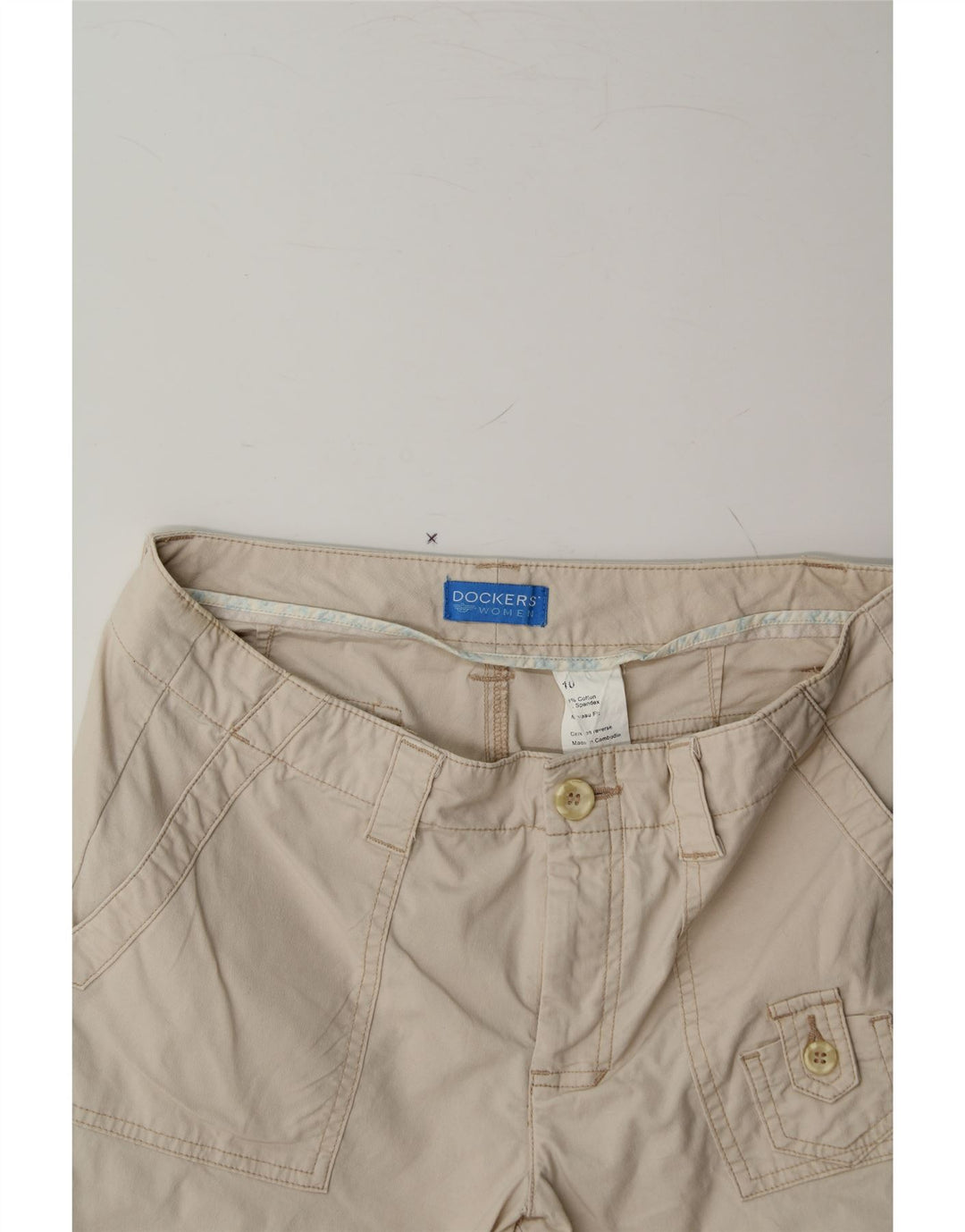 DOCKERS Womens Straight Trousers US 10 Large W32 L30 Beige Cotton Vintage Dockers and Second-Hand Dockers from Messina Hembry 