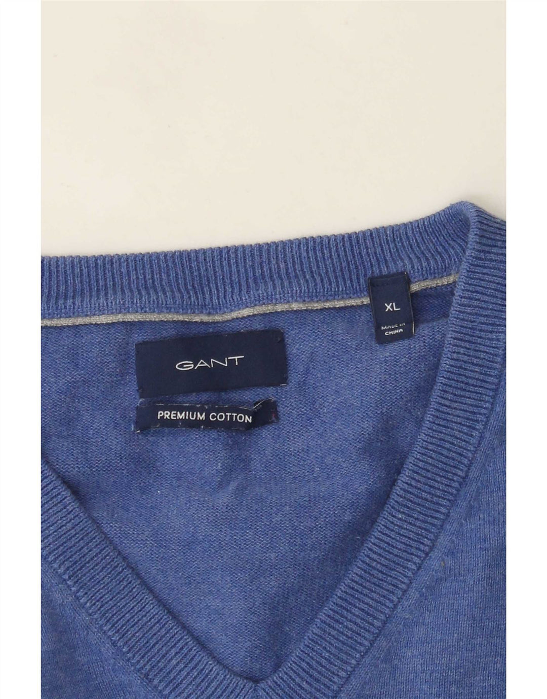 Suéter masculino Gant com decote em V XL algodão azul