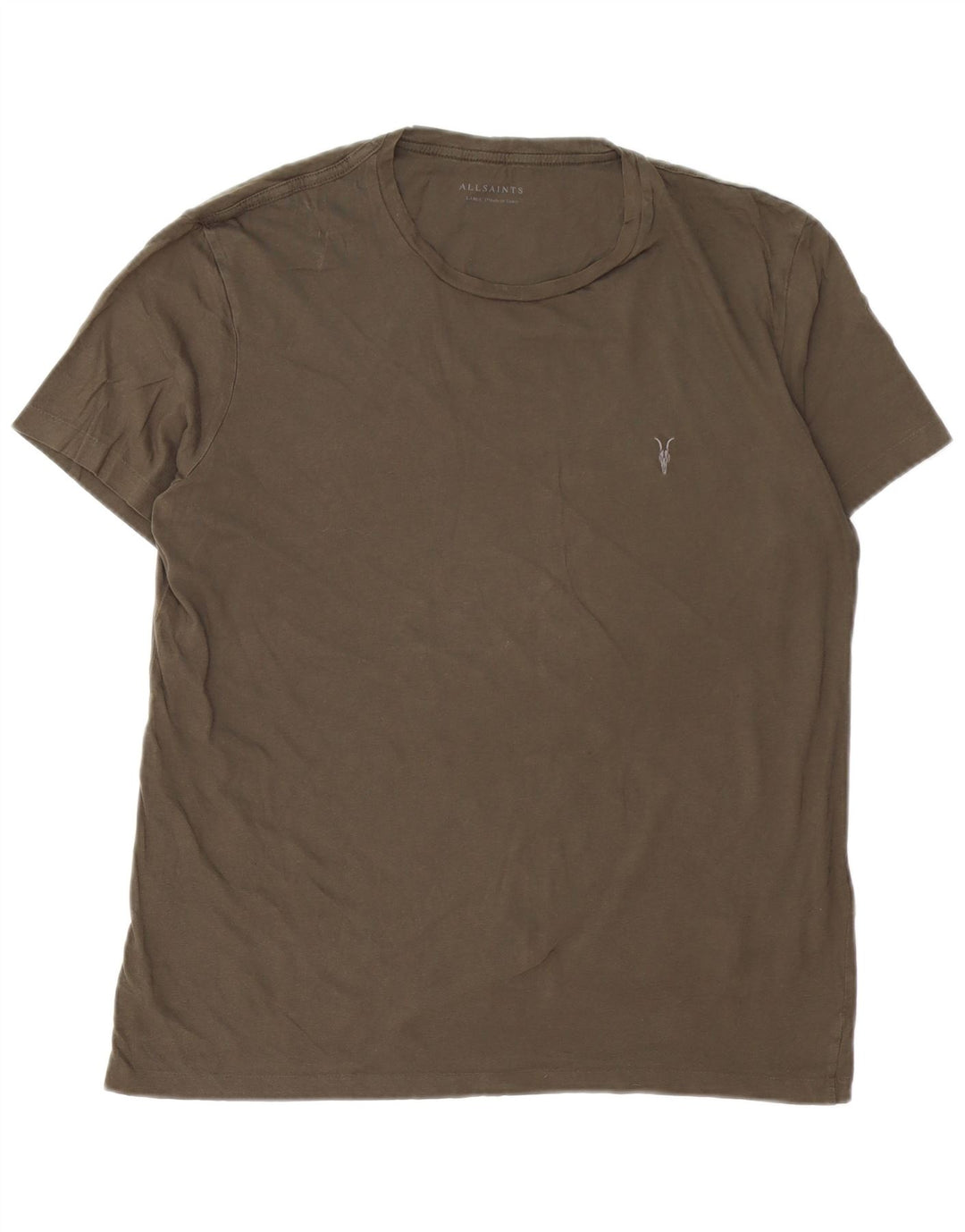 Camiseta masculina ALL SAINTS Top grande de algodão cáqui