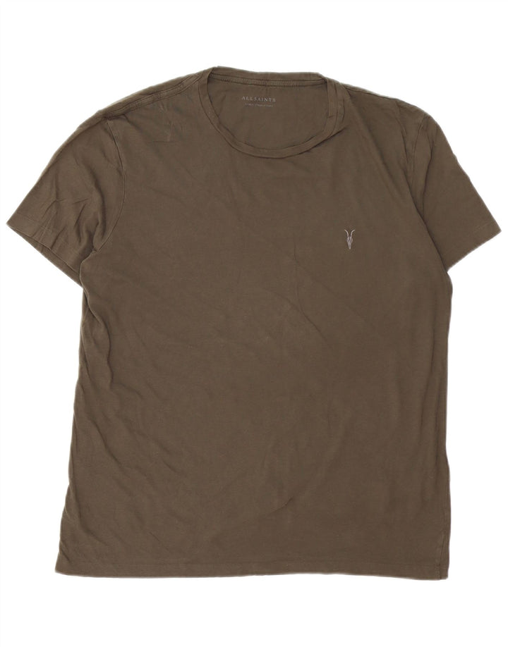 Camiseta masculina ALL SAINTS Top grande de algodão cáqui