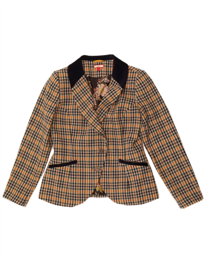 Jaqueta blazer feminina Joe Browns Reino Unido 12 houndstooth médio multicolorido
