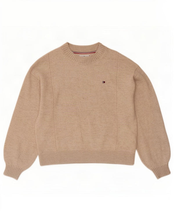 Tommy Hilfiger Suéter feminino com gola tartaruga 11-12 anos lã bege