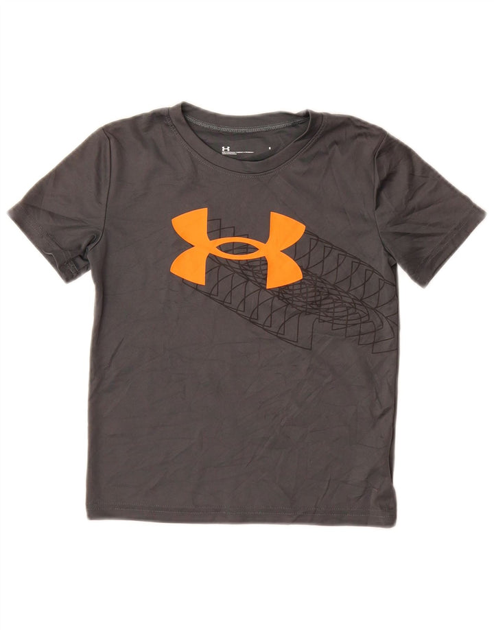 Camiseta gráfica UNDER ARMOUR Boys 5-6 anos poliéster cinza