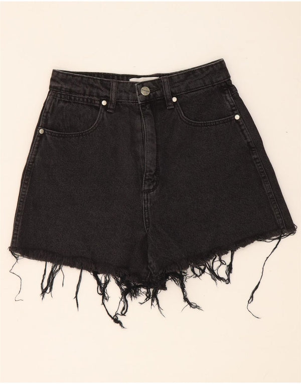Shorts jeans feminino Wrangler de cintura alta US 7 médio W24 algodão preto