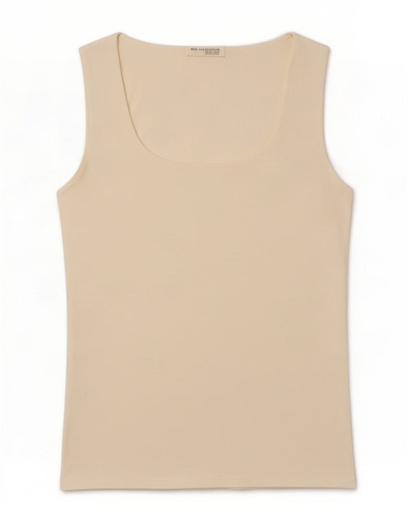 Zara Womens Vest Top UK 14 Grande Off White Poliamida