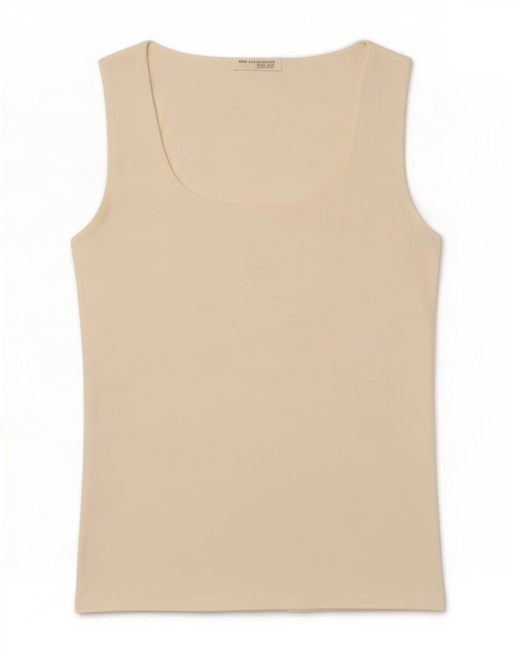 Zara Womens Vest Top UK 14 Grande Off White Poliamida