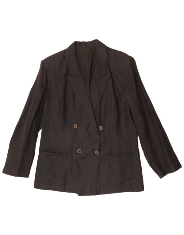 Jaqueta blazer feminina vintage com peito duplo IT 48 XL linho cinza