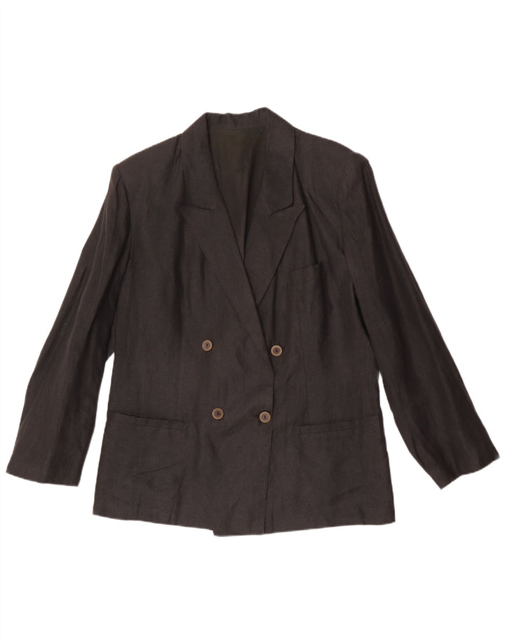 Jaqueta blazer feminina vintage com peito duplo IT 48 XL linho cinza