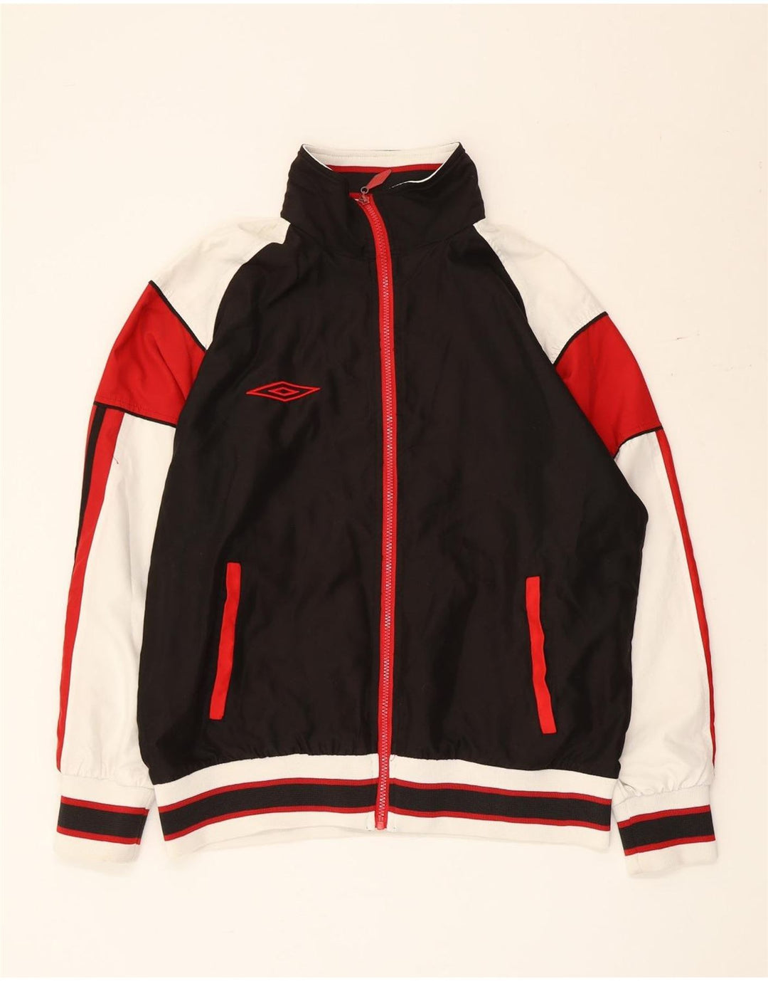 Jaqueta masculina de agasalho da Umbro, poliéster colorblock preto médio