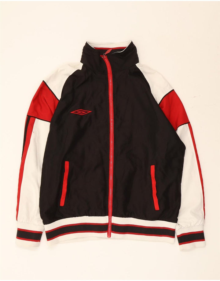 Jaqueta masculina de agasalho da Umbro, poliéster colorblock preto médio