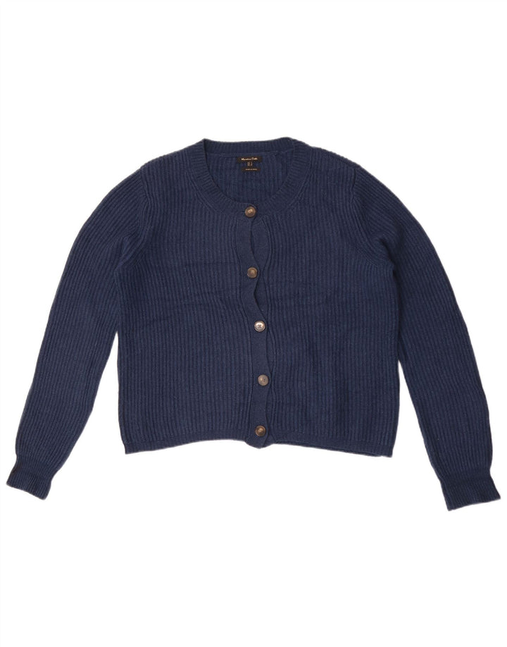 Suéter cardigã feminino Massimo Dutti cropped grande Reino Unido 10 pequeno azul marinho
