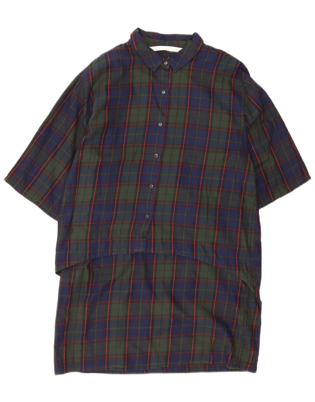 Zara Vestido feminino pulôver manga 3/4 Reino Unido 16 grande xadrez azul marinho