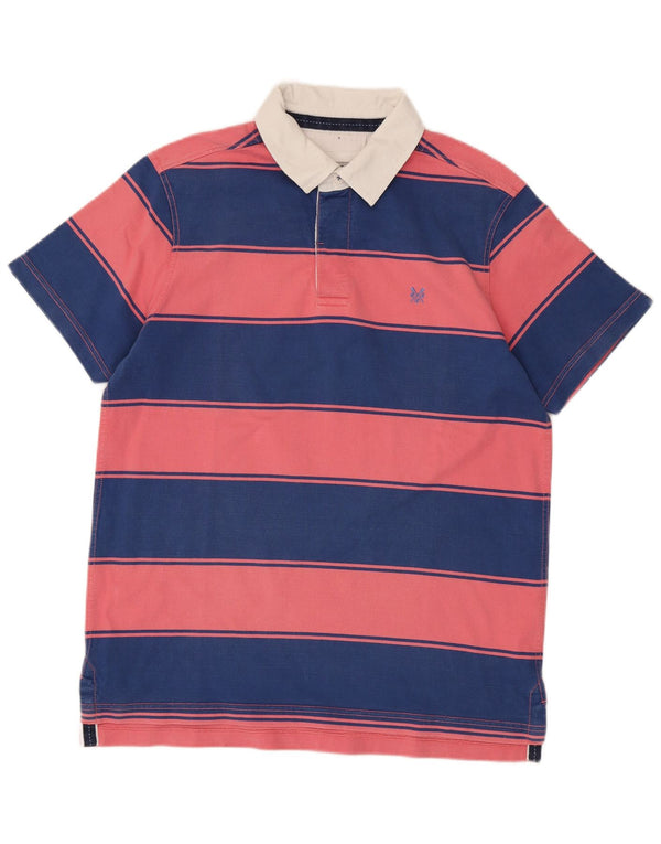 Camisa polo masculina de rugby da Crew Clothing XL algodão listrado rosa