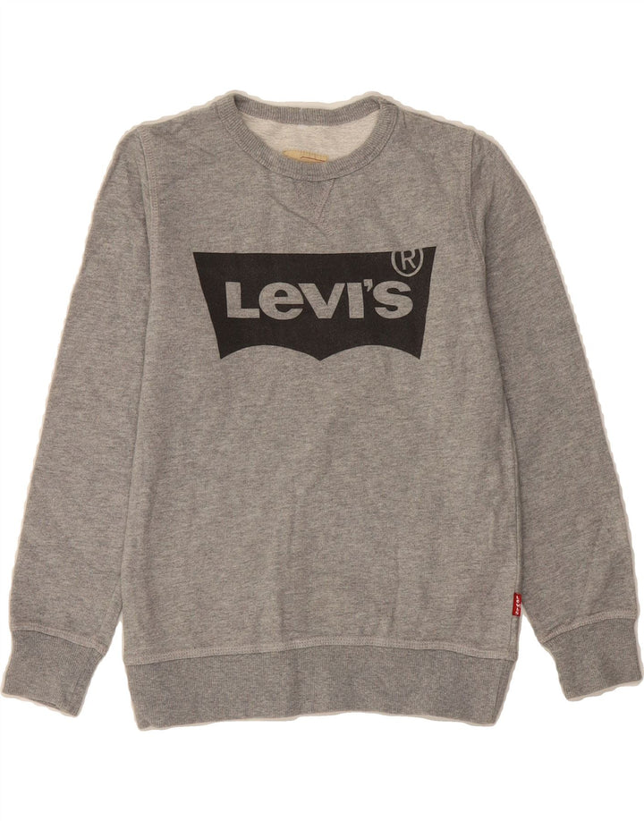 LEVI'S Girls Graphic Sweatshirt Jumper 9-10 Years Grey Cotton Vintage Levi's and Second-Hand Levi's from Messina Hembry 
