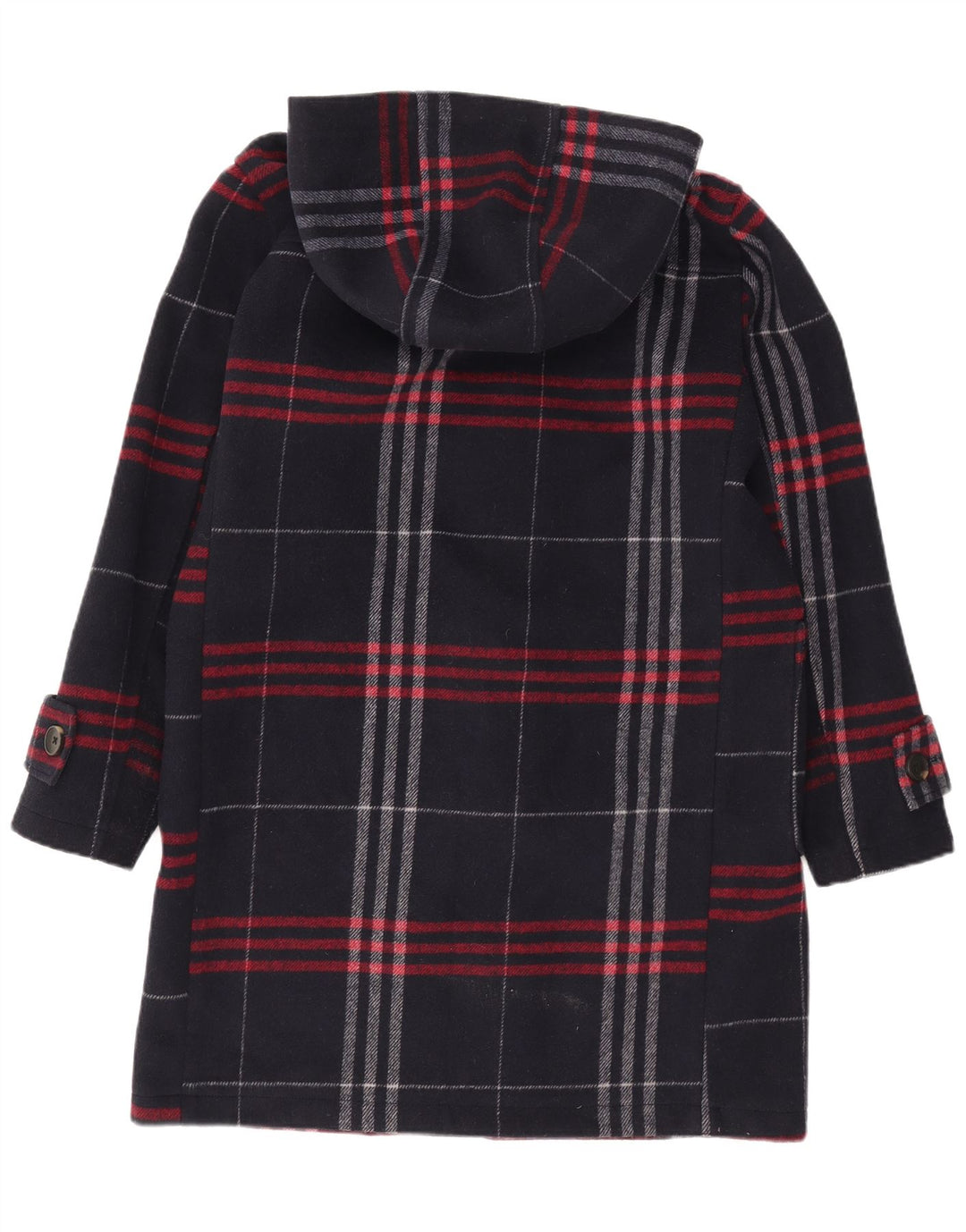 Casaco Duffle Masculino com Capuz Zara Reino Unido 36 Poliéster Xadrez Pequeno Azul Marinho