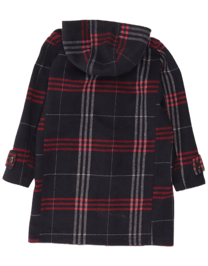 Casaco Duffle Masculino com Capuz Zara Reino Unido 36 Poliéster Xadrez Pequeno Azul Marinho