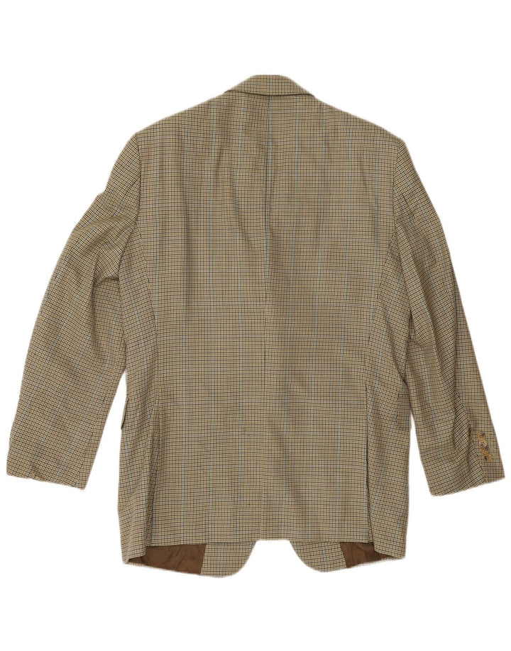 Jaqueta blazer masculina Burberry EU 48 lã virgem houndstooth amarelo médio