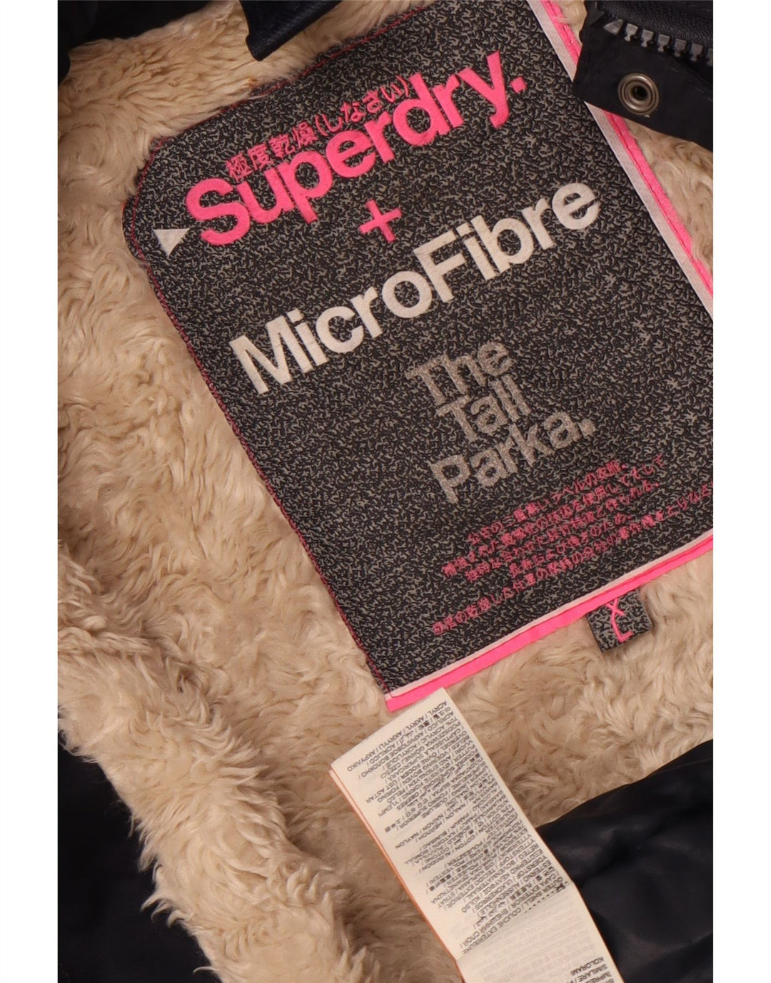 Jaqueta Parka com capuz feminina Superdry UK 18 XL azul marinho poliéster