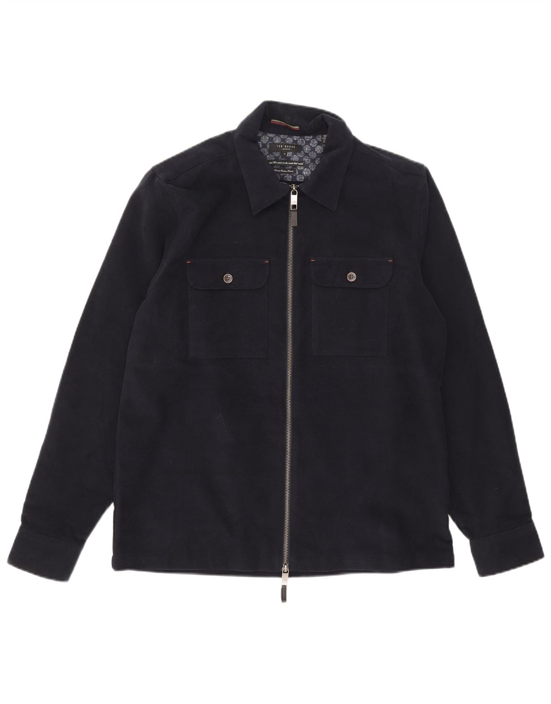 Jaqueta bomber masculina Ted Baker tamanho 4 grande algodão azul marinho