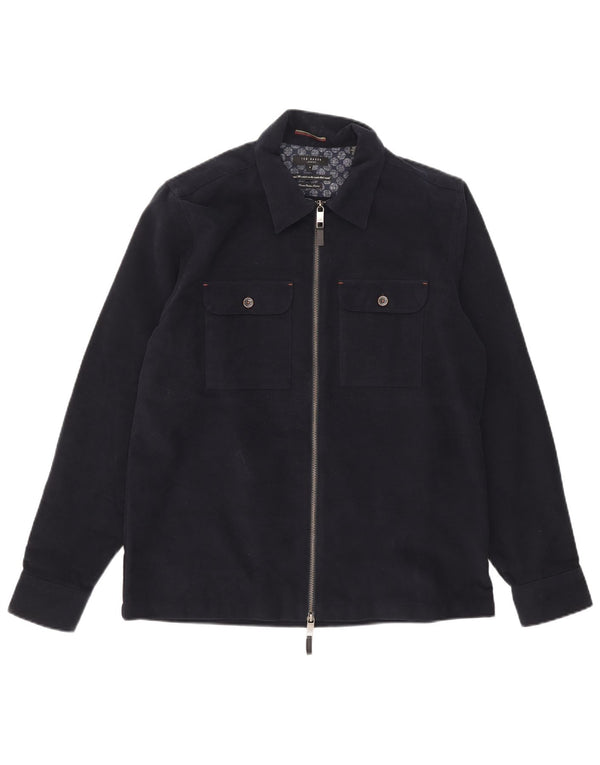 Jaqueta bomber masculina Ted Baker tamanho 4 grande algodão azul marinho