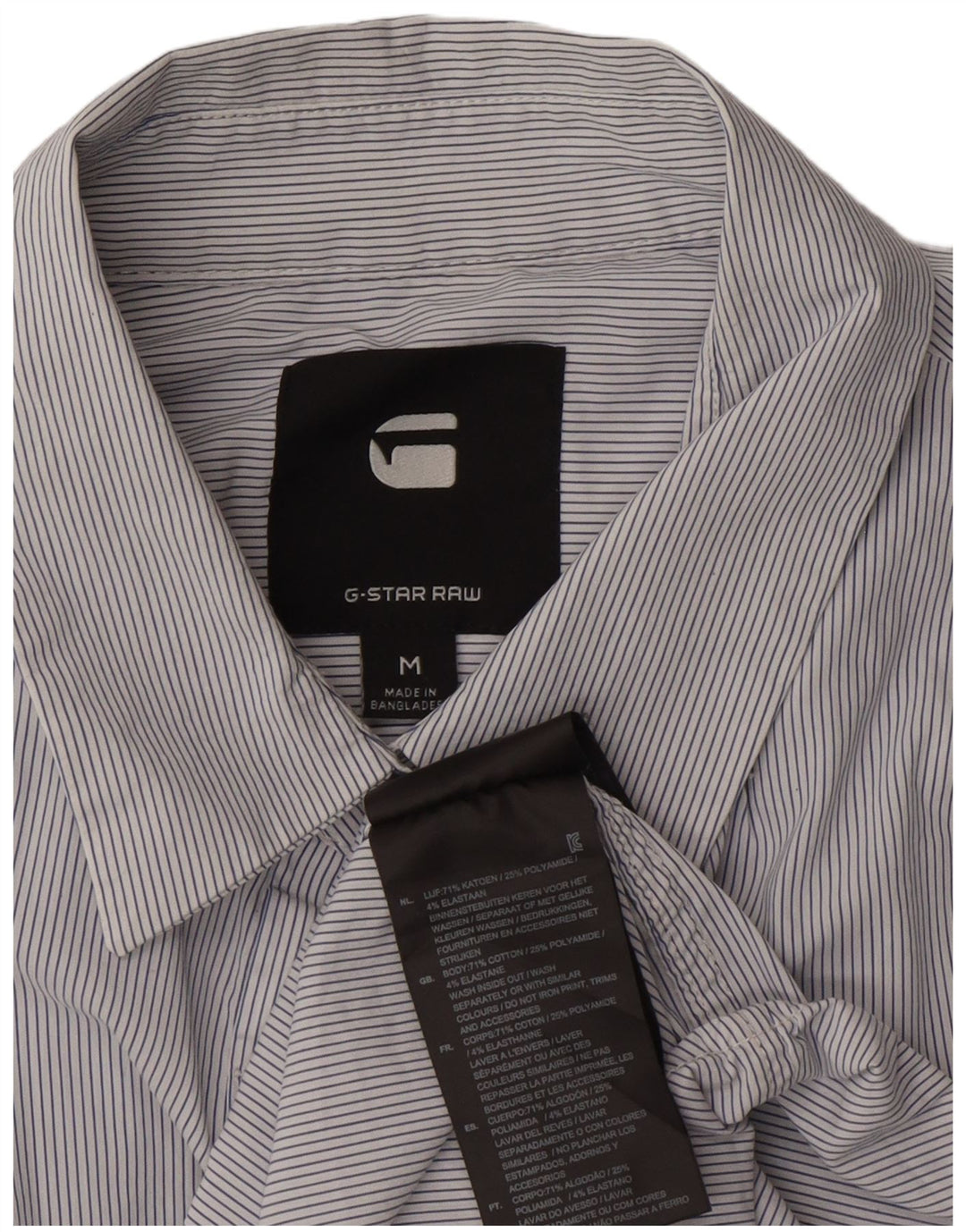 Camisa feminina G-Star UK 14 algodão listrado azul médio