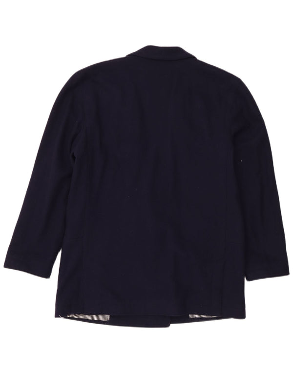 Jaqueta blazer feminina vintage com peito duplo IT 46 grande azul marinho