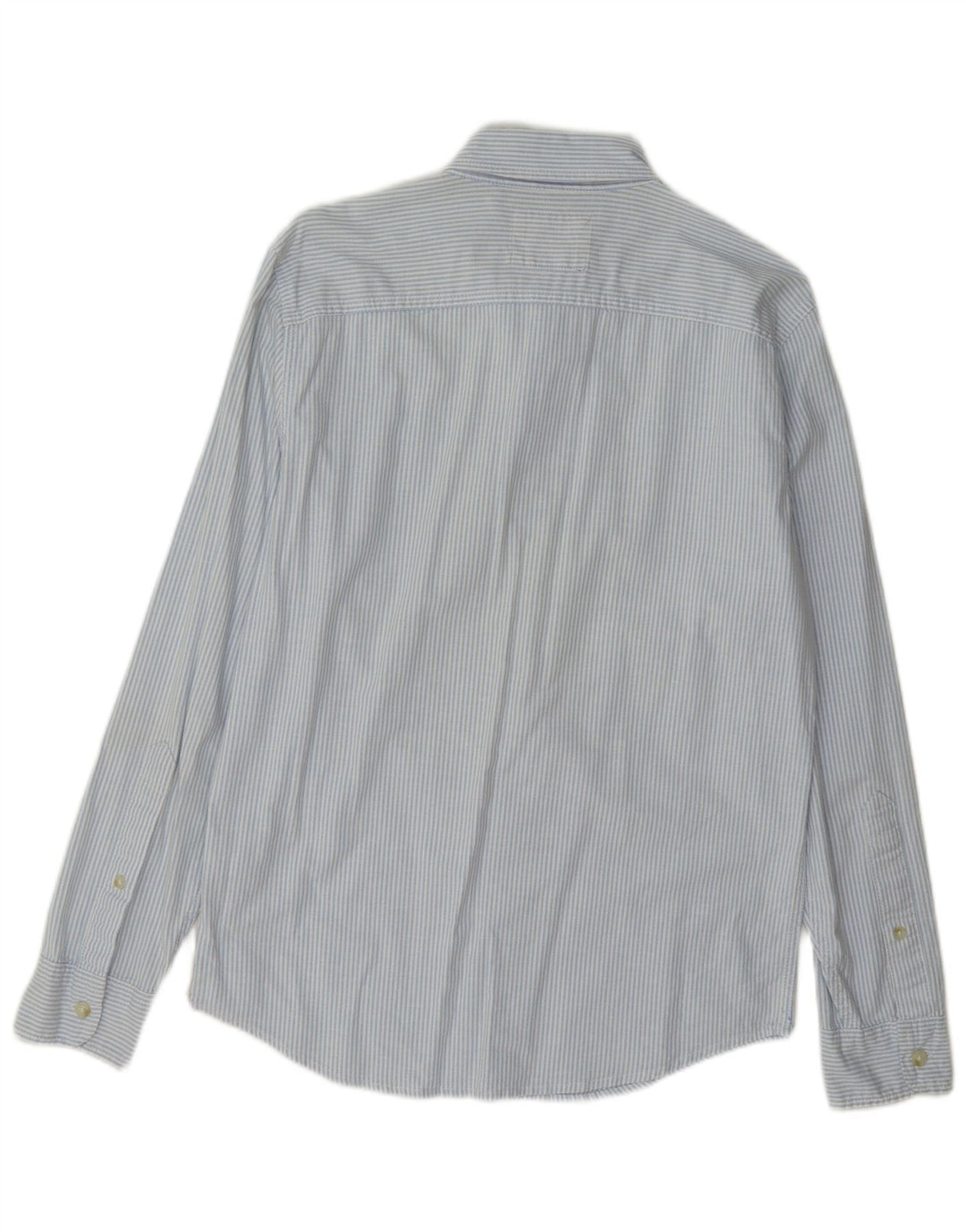 Camisa masculina Hollister pequena listrada azul de algodão
