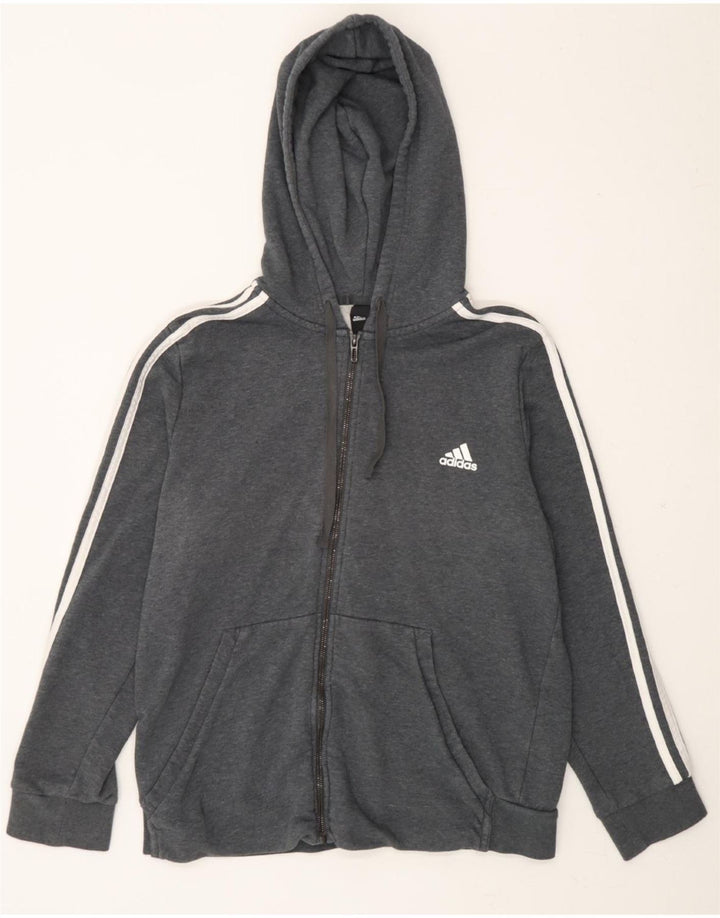 ADIDAS Womens Zip Hoodie Sweater UK 18 XL Grey Cotton Vintage Adidas and Second-Hand Adidas from Messina Hembry 