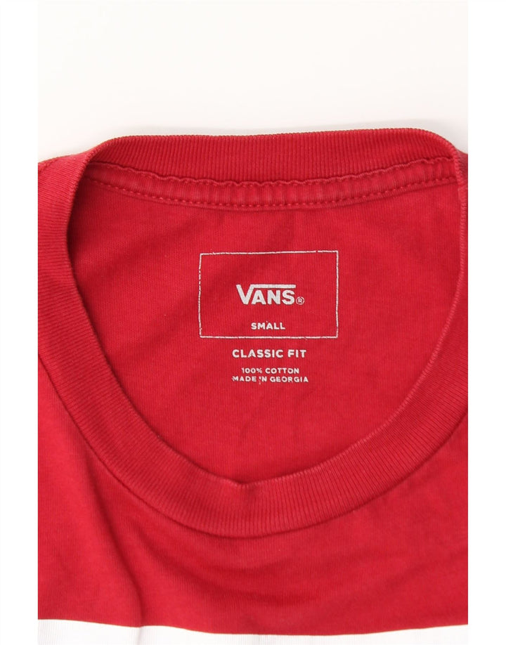 VANS Masculino Classic Fit Graphic Top Manga Longa Pequeno Algodão Vermelho