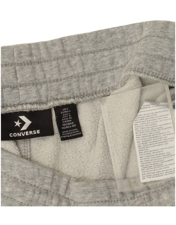 Shorts esportivos masculinos Converse grande algodão manchado cinza