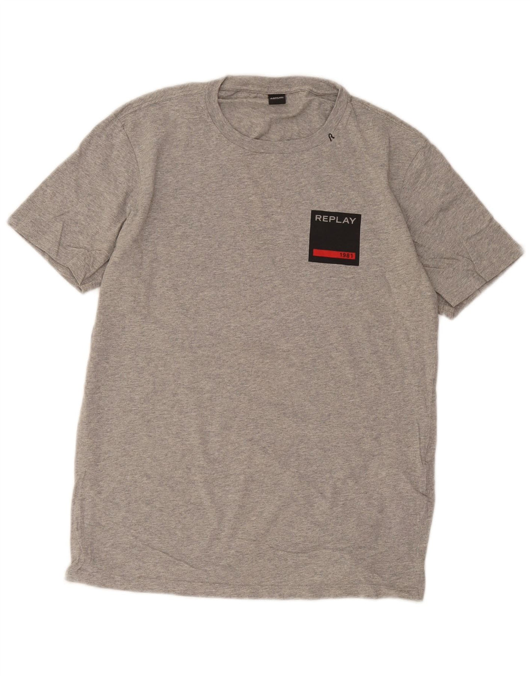 Camiseta masculina Replay grande algodão manchado cinza