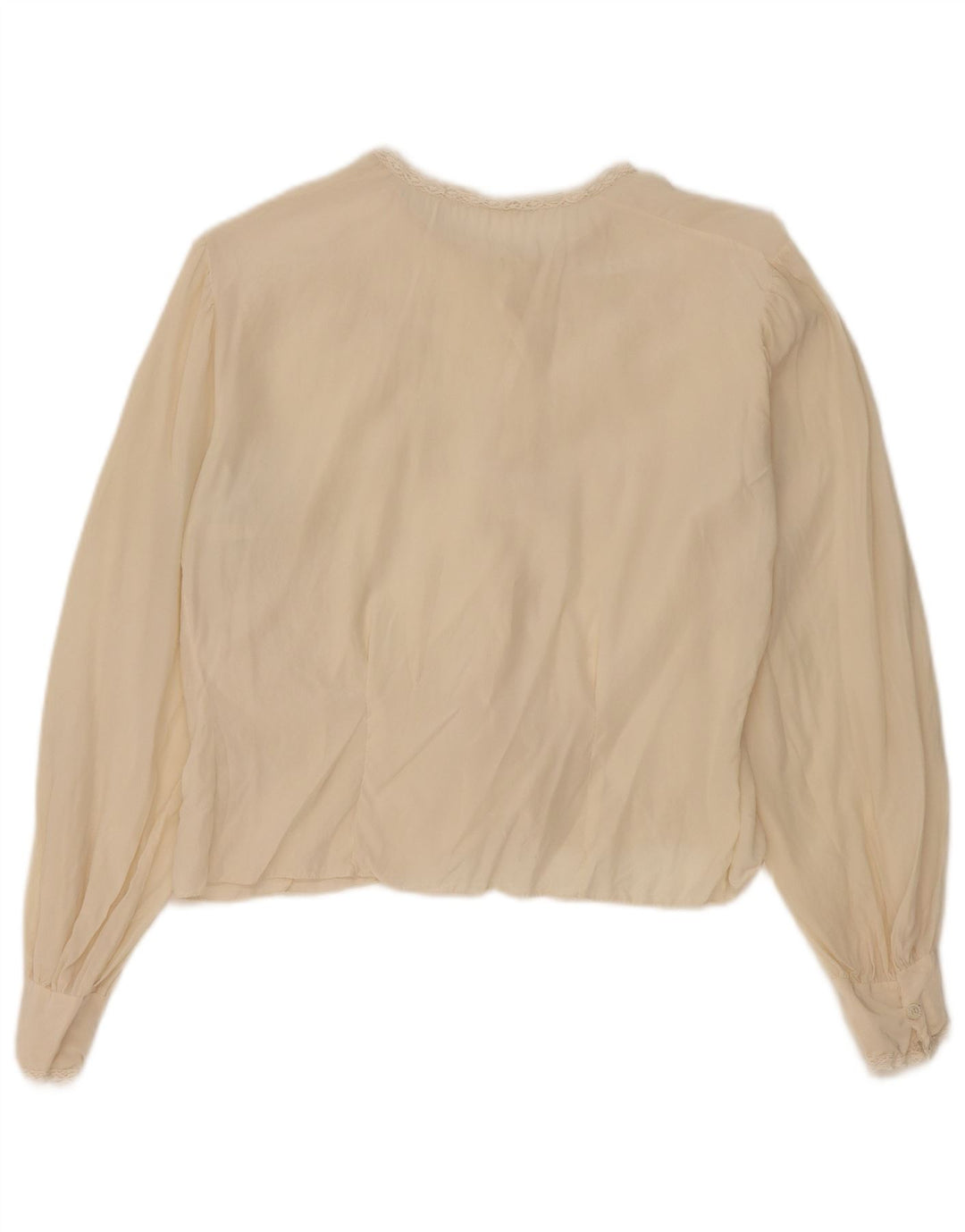 Blusa feminina vintage cropped UK 12 bege médio