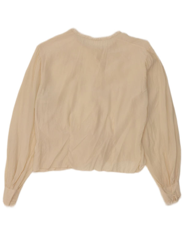 Blusa feminina vintage cropped UK 12 bege médio