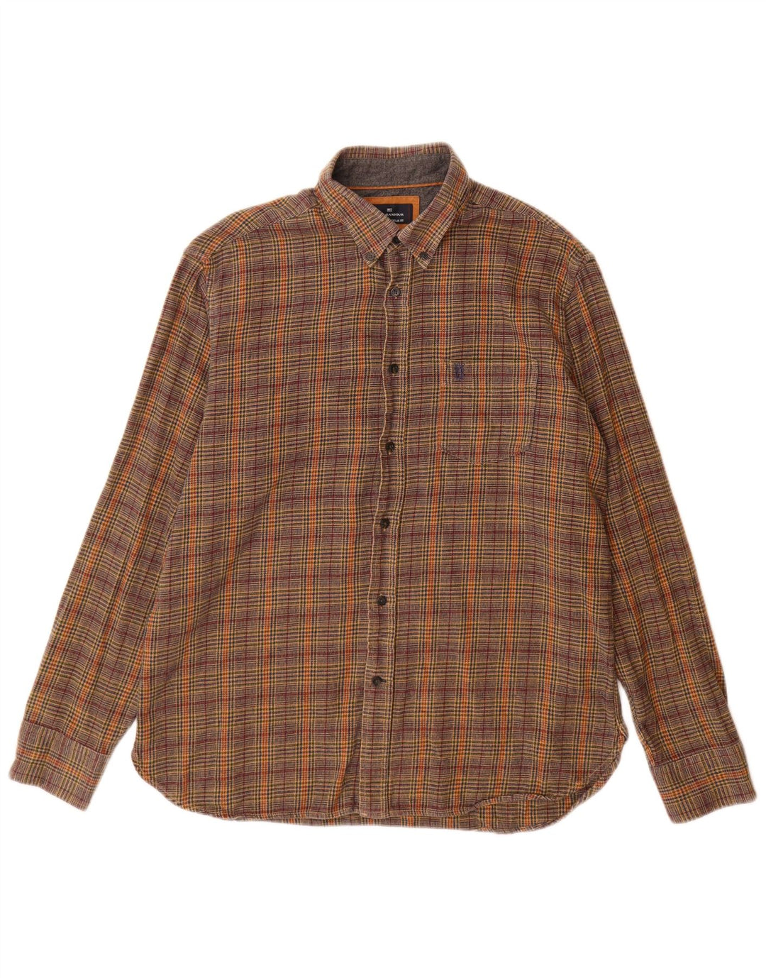 Camisa masculina de flanela Blue Harbor da Marks & Spencer grande marrom houndstooth
