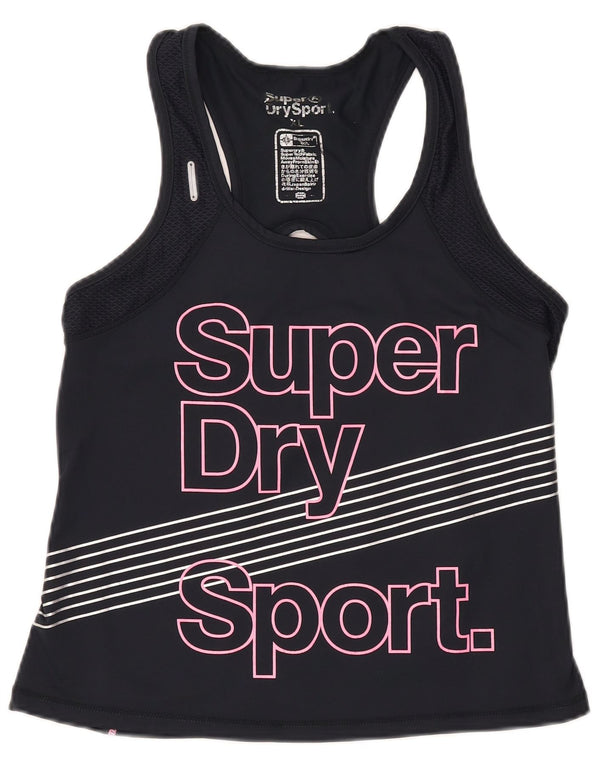 Top de colete gráfico feminino SUPERDRY UK 18 XL preto nylon