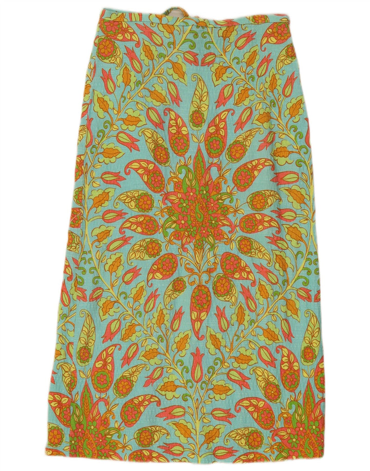 Saia midi feminina Zara médio W28 azul paisley
