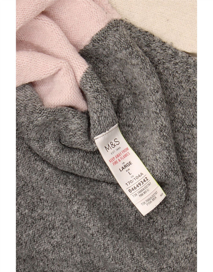 Suéter feminino Marks & Spencer com gola redonda Reino Unido 16 grande cinza