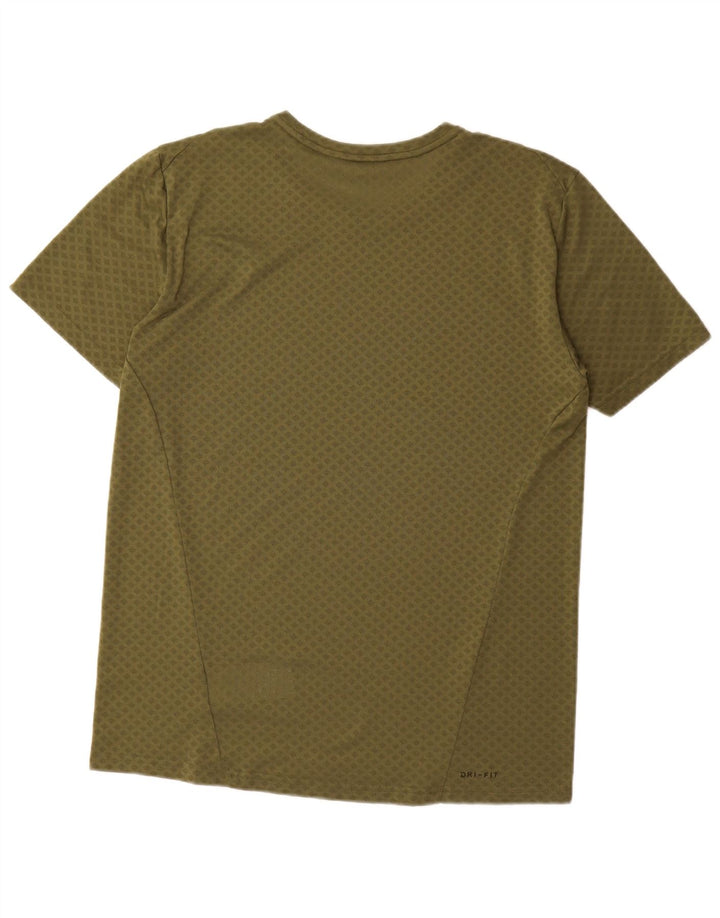 Camiseta masculina Nike Dri Fit Top médio cáqui poliéster geométrico