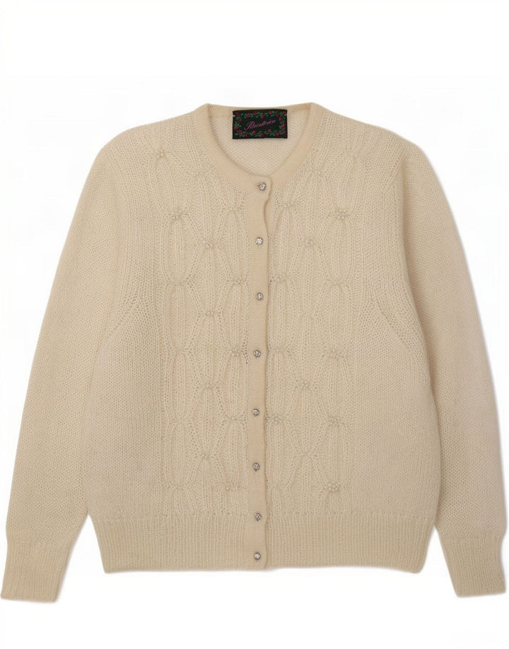 Suéter cardigã feminino Beatrice IT 46 grande mohair bege
