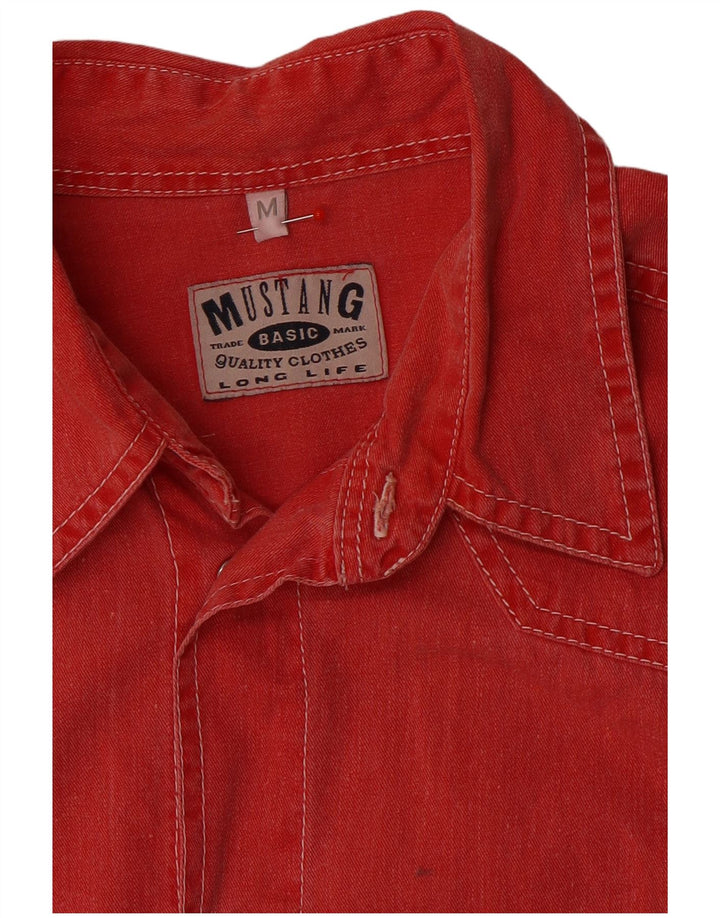 Camisa jeans masculina Mustang médio vermelho