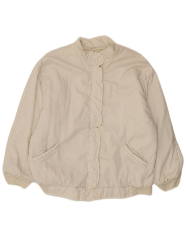 Jaqueta bomber vintage feminina de grandes dimensões UK 18 XL branca