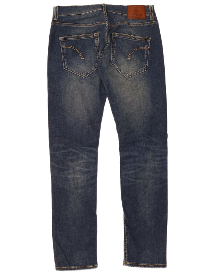 Dondup Jeans feminino slim desgastado W32 L33 algodão azul