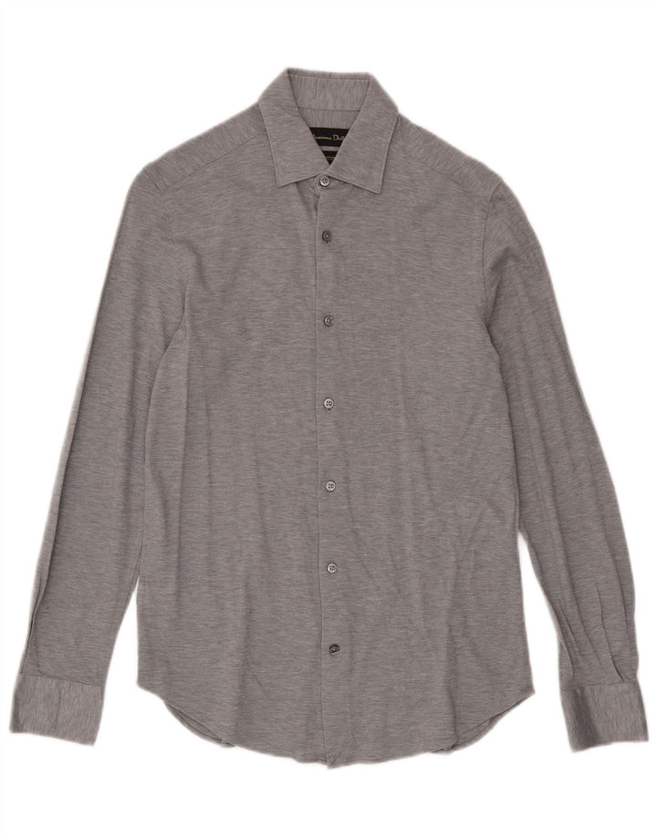 Camisa masculina Massimo Dutti pequena cinza algodão